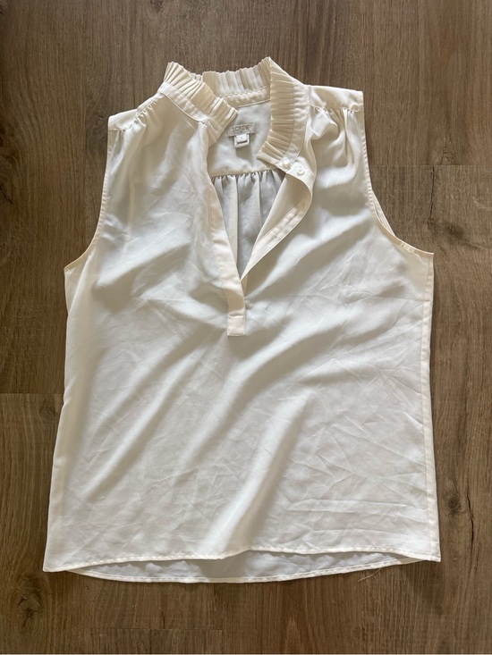 J. Crew Tops - J. Crew Sleeveless Ruffled Collar Shell Top - Cream